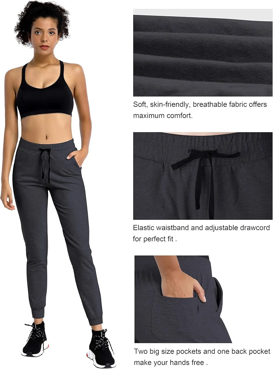 BUBBLELIME 19"/28" Women's High Waist Jogger Pants with Pockets Active Yoga Tapered Sweatpants Lounge Pants Capri