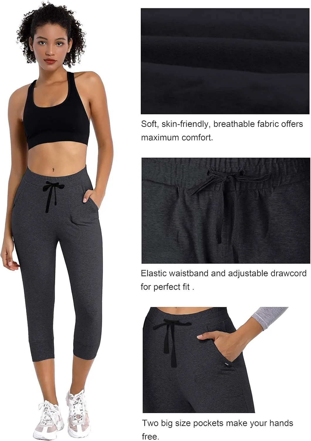 BUBBLELIME 19"/28" Women's High Waist Jogger Pants with Pockets Active Yoga Tapered Sweatpants Lounge Pants Capri
