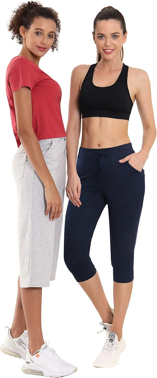 BUBBLELIME 19"/28" Women's High Waist Jogger Pants with Pockets Active Yoga Tapered Sweatpants Lounge Pants Capri
