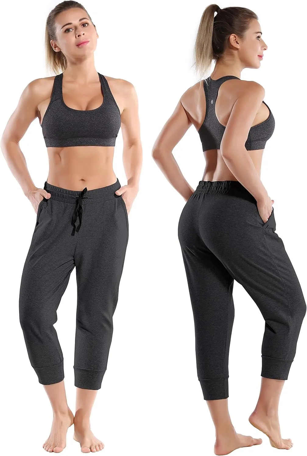 BUBBLELIME 19"/28" Women's High Waist Jogger Pants with Pockets Active Yoga Tapered Sweatpants Lounge Pants Capri