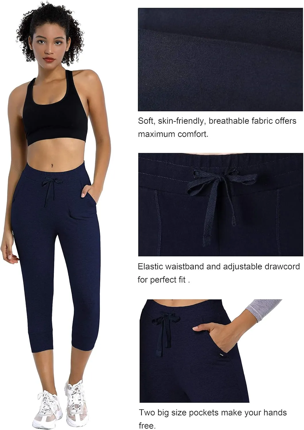 BUBBLELIME 19"/28" Women's High Waist Jogger Pants with Pockets Active Yoga Tapered Sweatpants Lounge Pants Capri