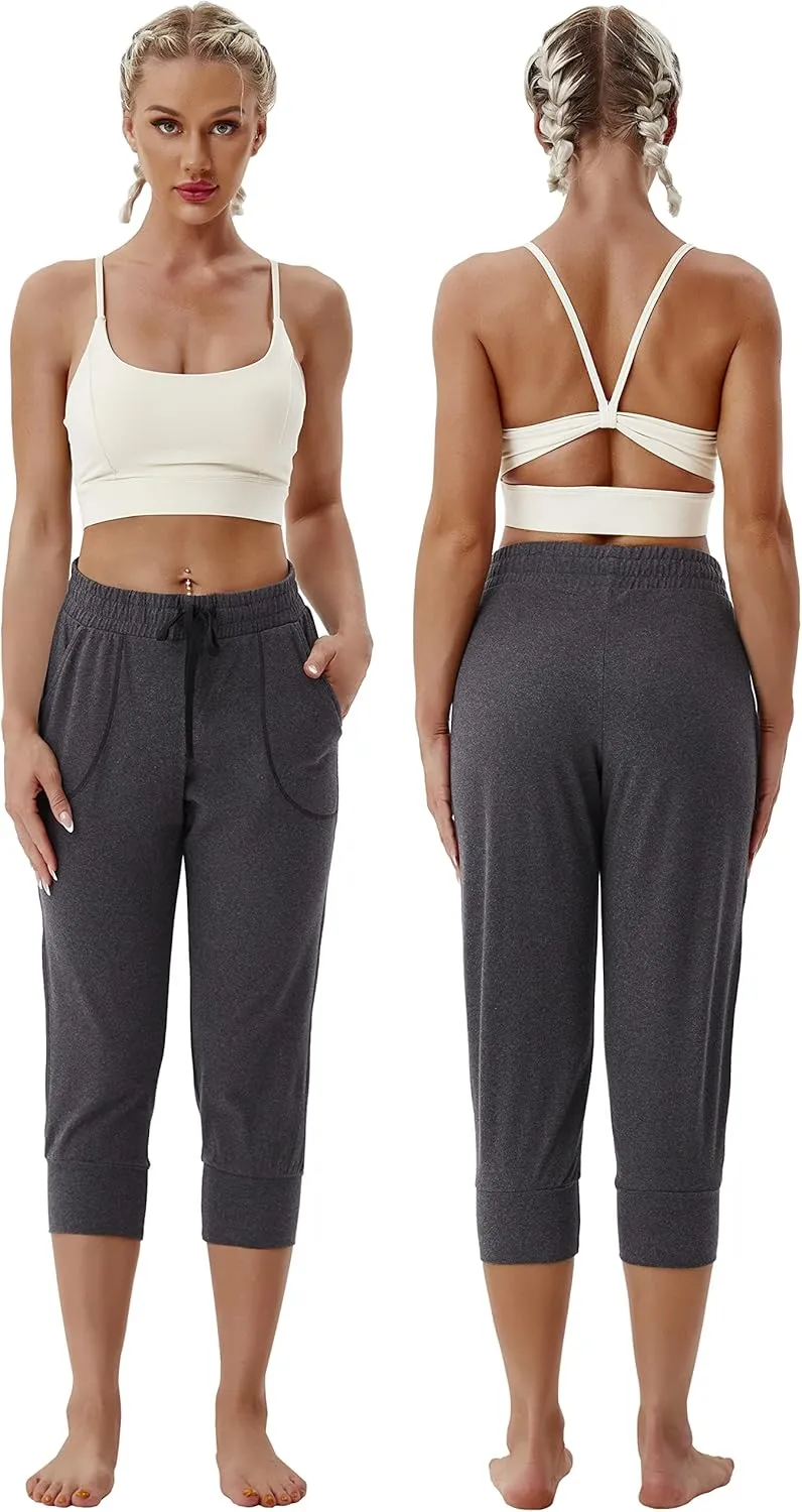 BUBBLELIME 19"/28" Women's High Waist Jogger Pants with Pockets Active Yoga Tapered Sweatpants Lounge Pants Capri