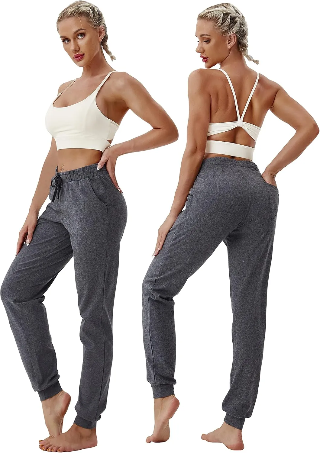 BUBBLELIME 19"/28" Women's High Waist Jogger Pants with Pockets Active Yoga Tapered Sweatpants Lounge Pants Capri