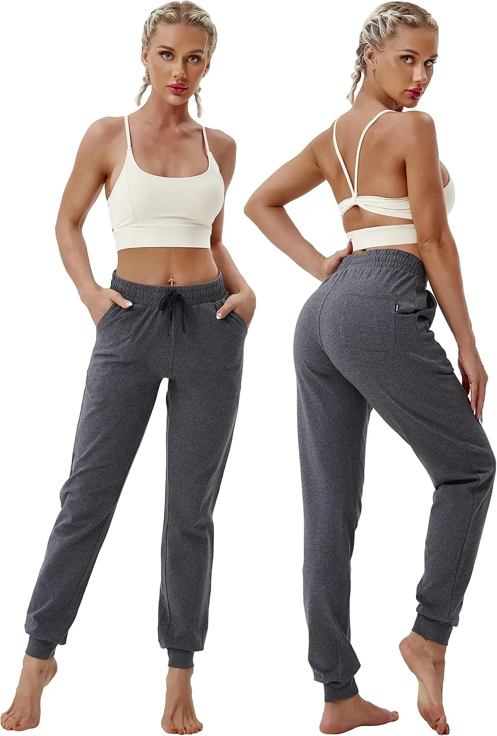 BUBBLELIME 19"/28" Women's High Waist Jogger Pants with Pockets Active Yoga Tapered Sweatpants Lounge Pants Capri