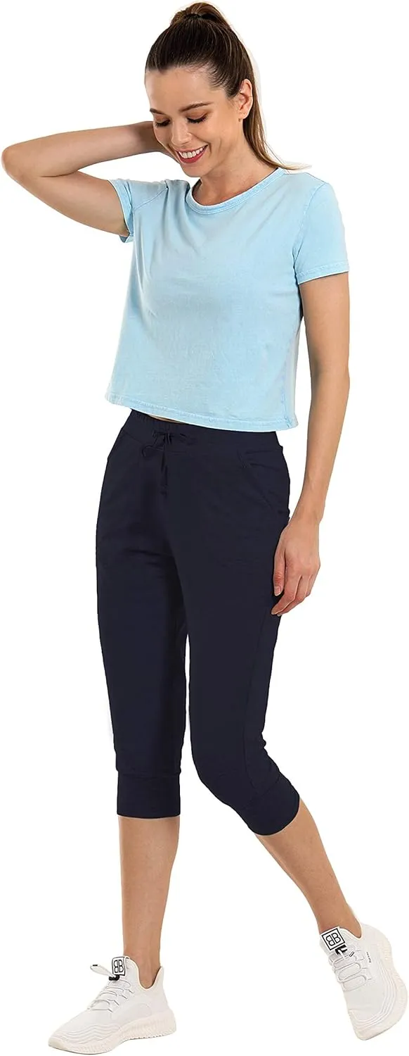 BUBBLELIME 19"/28" Women's High Waist Jogger Pants with Pockets Active Yoga Tapered Sweatpants Lounge Pants Capri