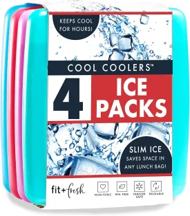 Cool Coolers by Fit   Fresh, Reusable & Long-Lasting Slim Ice Packs, Cold Packs for Lunch Boxes, Ice Packs for Lunch Bags