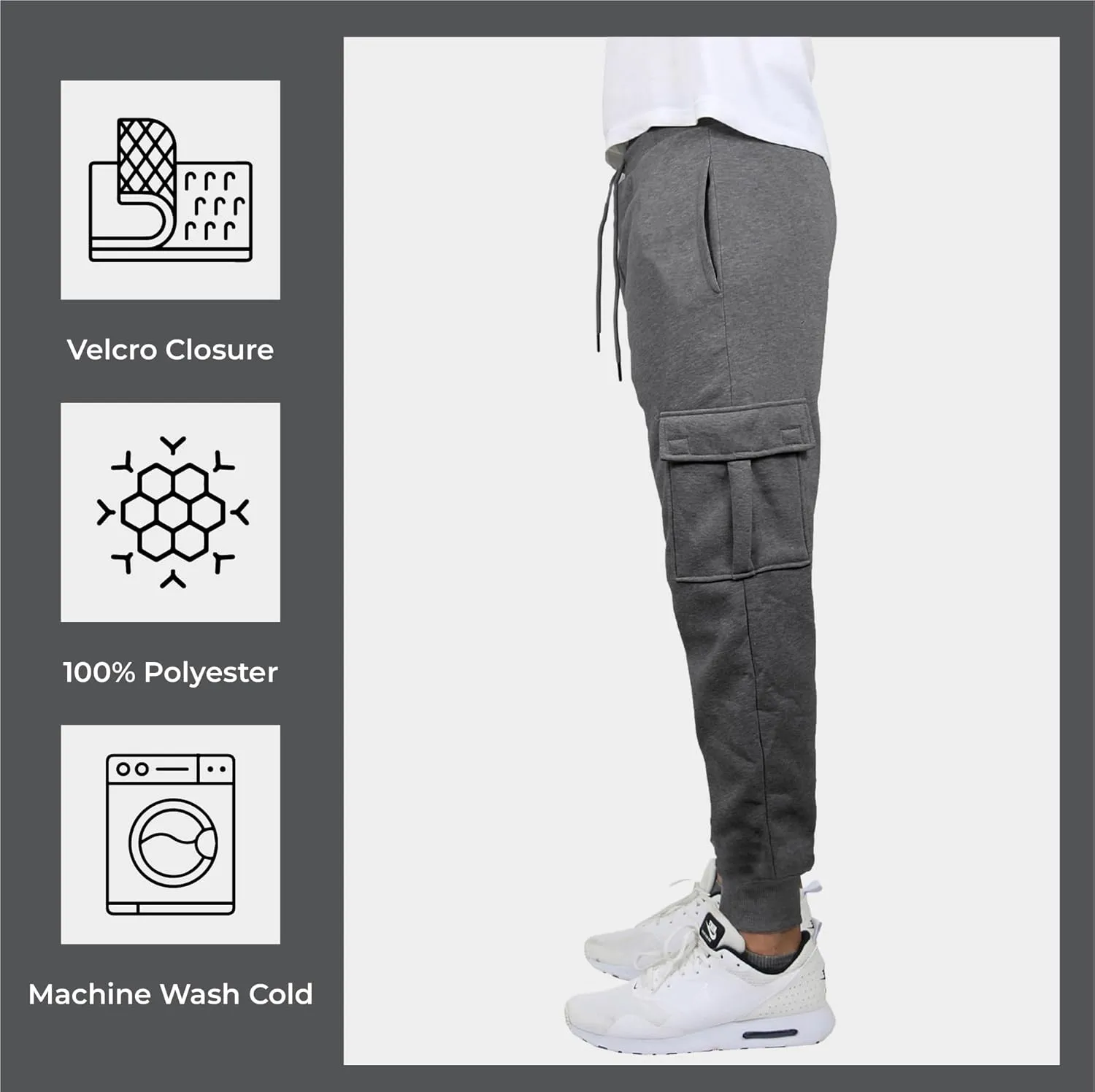 Galaxy by Harvic Mens Slim Fit Fleece Joggers with Side Pockets