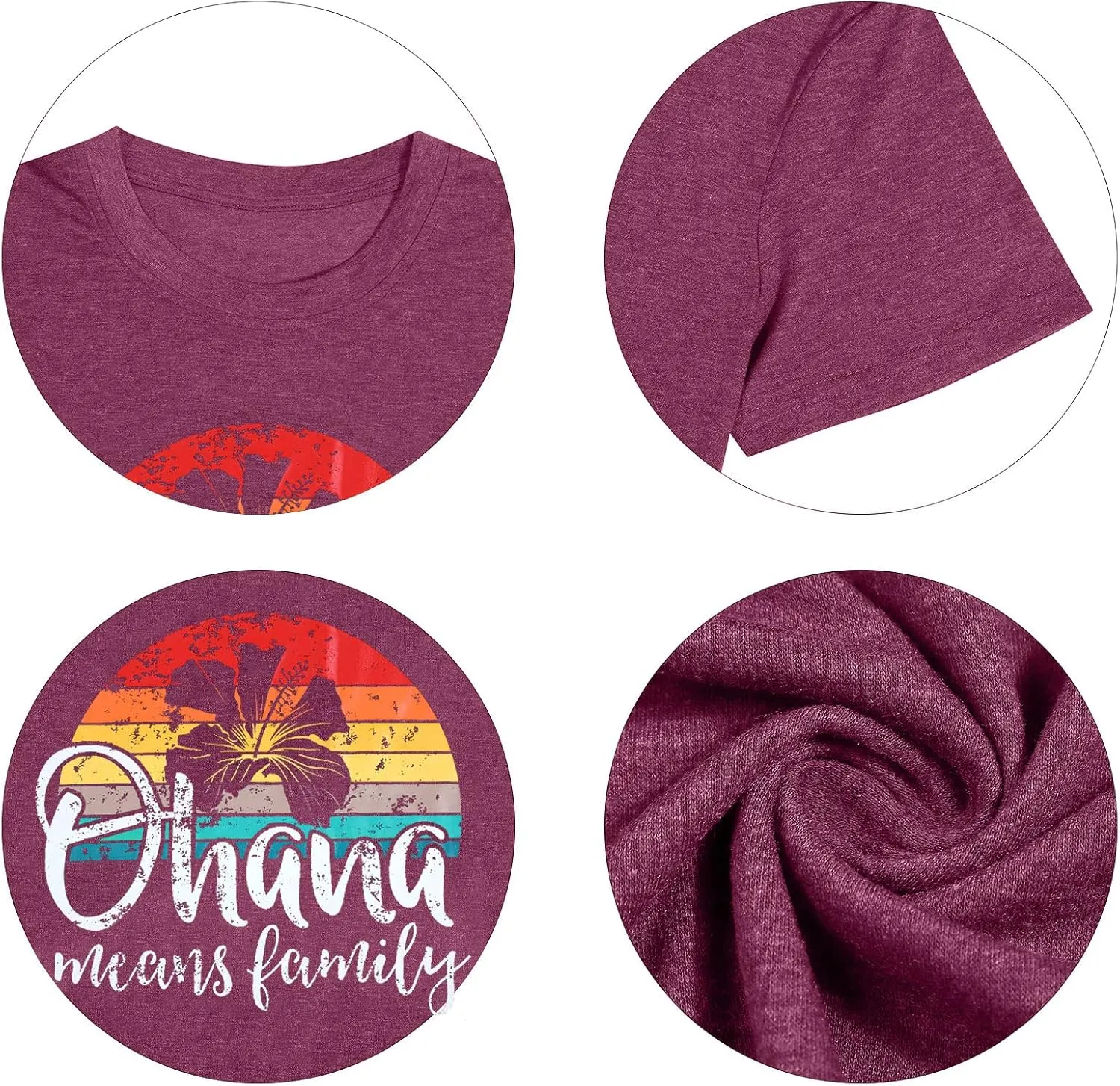 Hawaiian Shirts Women Ohana Means Family Shirt Hawaii Tropical Graphic Tees Summer Beach Tops Vacation Camping Outfits