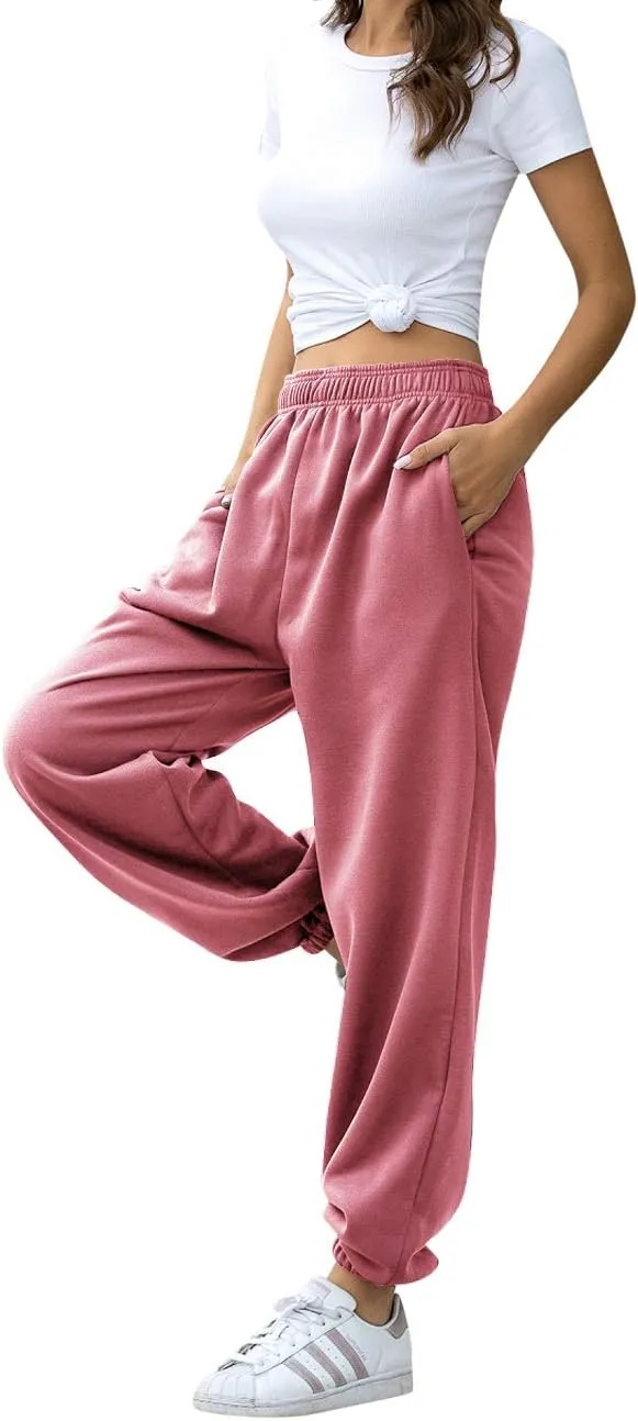HeSaYep Women's High Waisted Sweatpants Workout Active Joggers Pants Baggy Lounge Bottoms