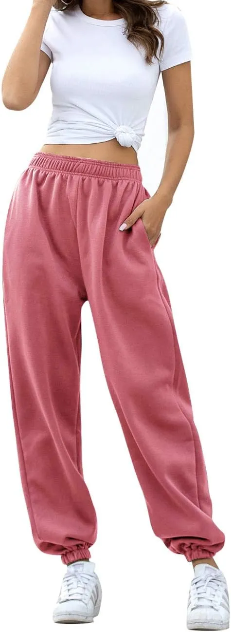 HeSaYep Women's High Waisted Sweatpants Workout Active Joggers Pants Baggy Lounge Bottoms