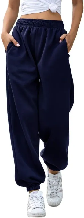 HeSaYep Women's High Waisted Sweatpants Workout Active Joggers Pants Baggy Lounge Bottoms