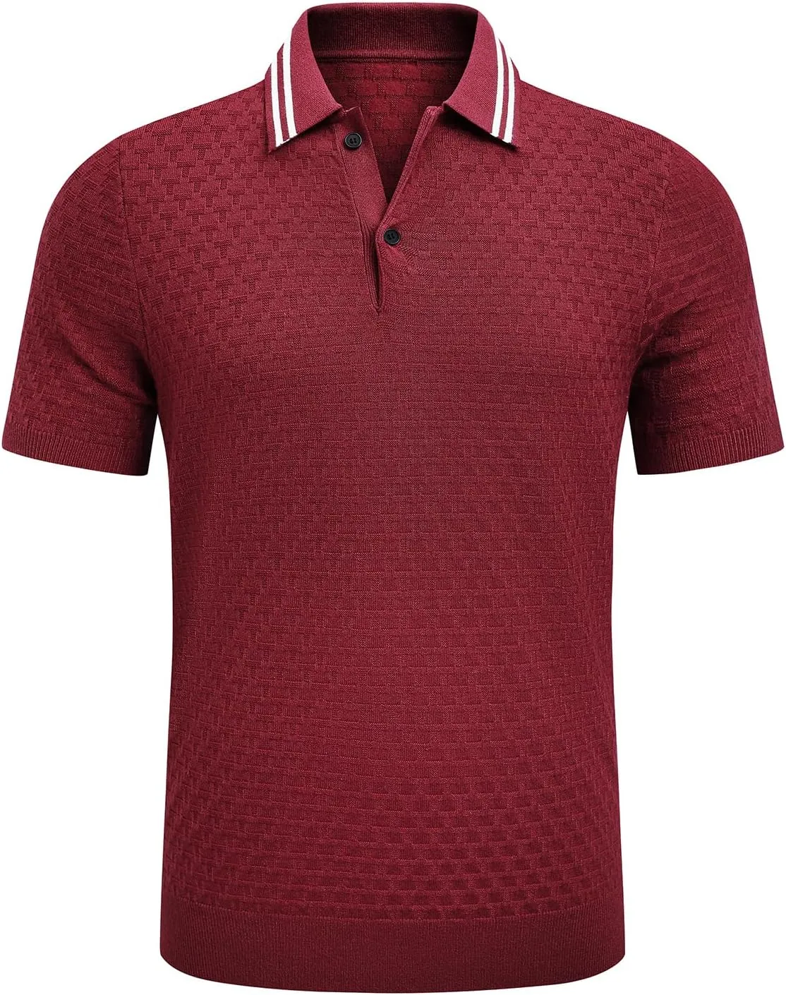 JMIERR Men's Knit Polo Shirts Casual Short Sleeve Button Lightweight Shirt