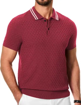 JMIERR Men's Knit Polo Shirts Casual Short Sleeve Button Lightweight Shirt