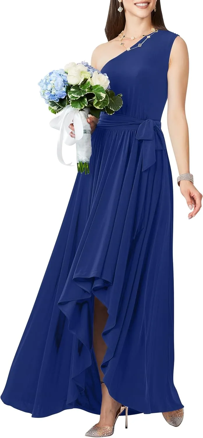 KOH KOH Womens 2025 One Shoulder Cocktail Bridesmaid Wedding Guest Maxi Dress