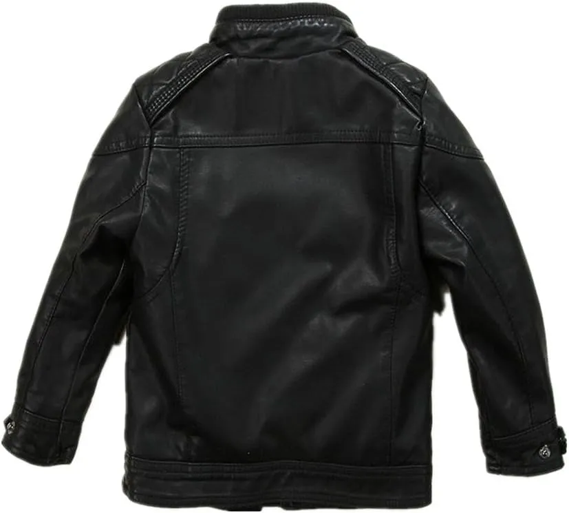 LJYH Boys Winter Pu Leather Jackets Children Velvet Motorcycle Thicken Coats