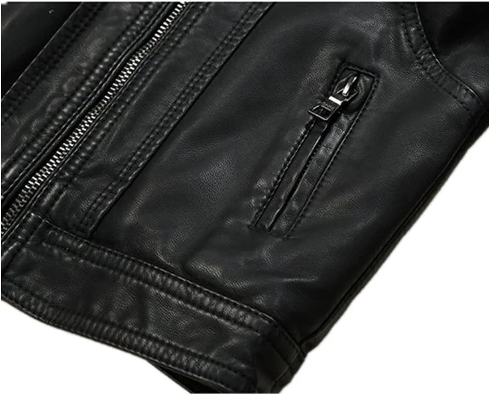 LJYH Boys Winter Pu Leather Jackets Children Velvet Motorcycle Thicken Coats