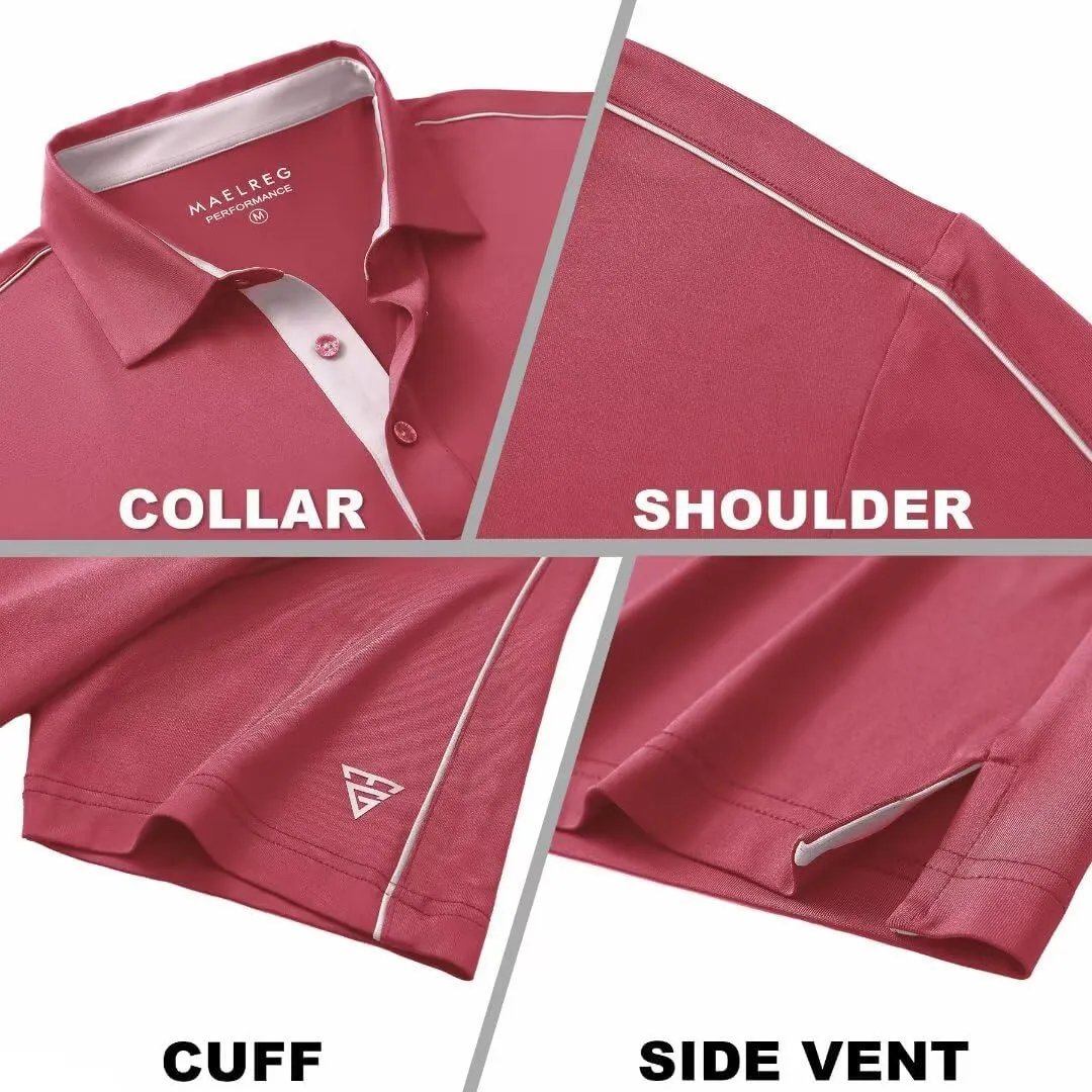 M MAELREG Golf Polo Shirts for Men Short Sleeve Dry Fit Solid Moisture Wicking Casual Performance Collared Mens Polo Shirts
