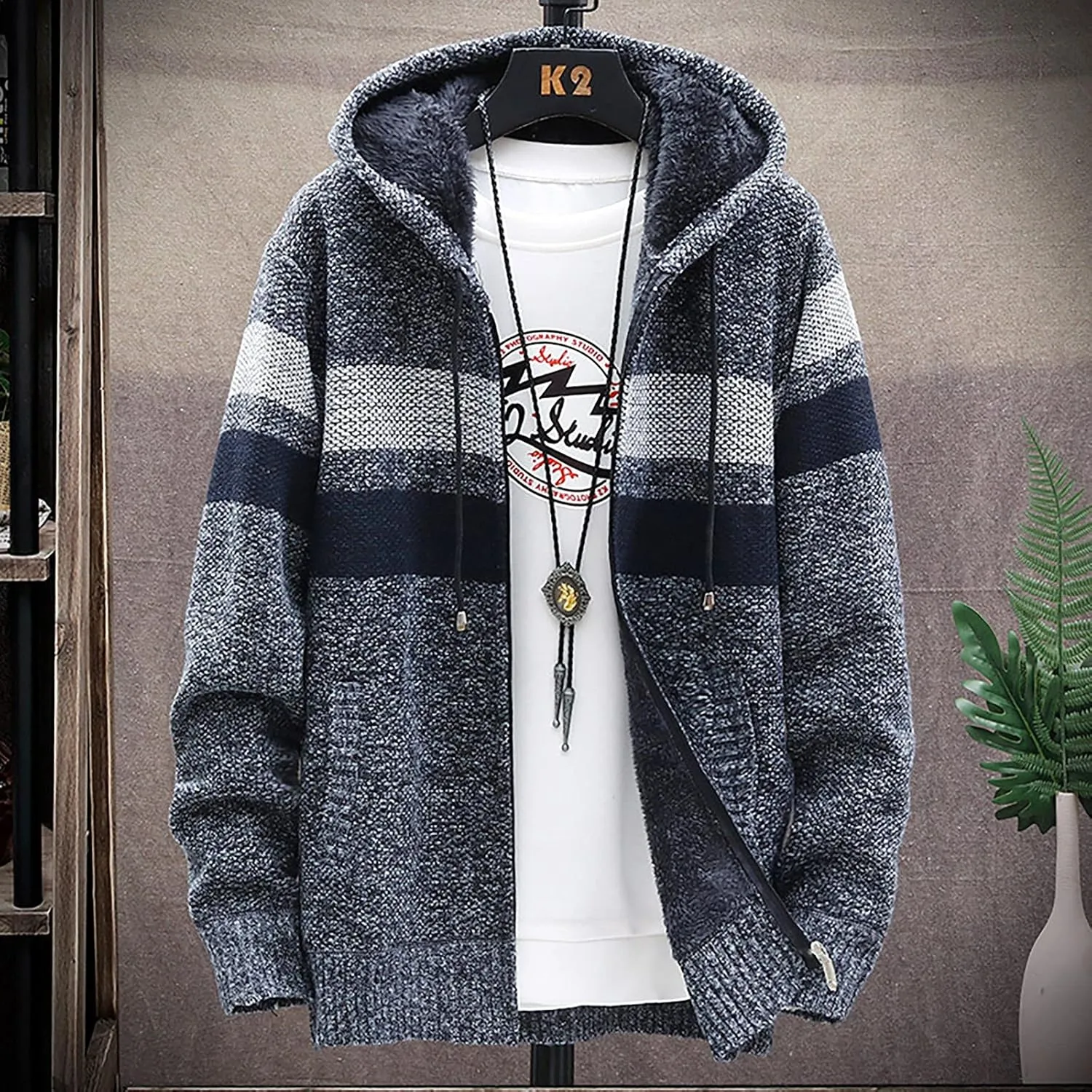 Men's Rain Jackets Waterproof Zip Up Fleece Jacket Heavyweight Hooded Sweatshirt Warm Thick Coat Jackets, M-3XL