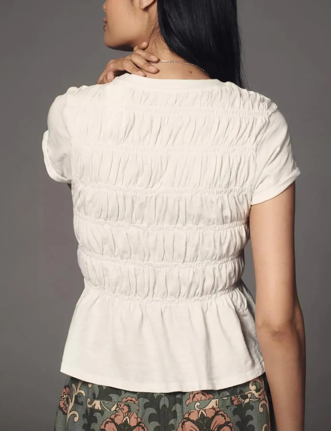Peplum Babydoll Tops for Women Summer Going Out Top Casual Crew Neck Flowy Loose Fit Tunic Shirts Cute Blouses