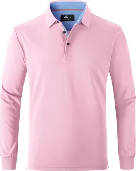Polo Shirts for Men Long Sleeve Moisture Wicking Golf Polos Casual Travel Performance Collar Shirts