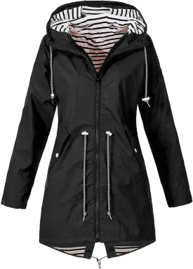 Rain Jackets for Women Windproof Waterproof Outdoor Lined Hooded Coats Fall Winter Warm Hiking Raincoat with Pockets