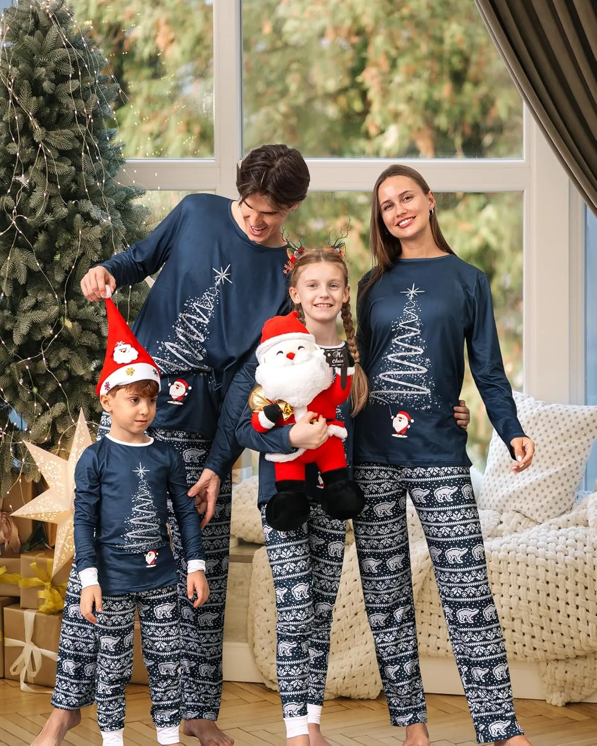 Rnxrbb 2024 Matching Family Christmas Pajamas Holiday Family Christmas Pjs Set Sleepwear Xmas Jammies Men Women Kids Couples