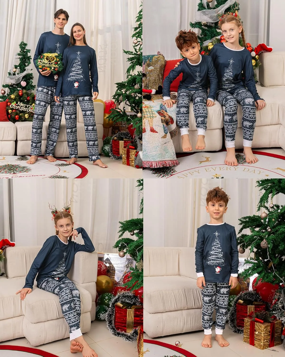 Rnxrbb 2024 Matching Family Christmas Pajamas Holiday Family Christmas Pjs Set Sleepwear Xmas Jammies Men Women Kids Couples
