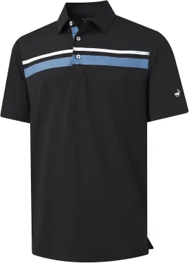 Rouen Mens Polo Shirts Short Sleeve Dry Fit Lightweight Performance Casual Athletic Striped Print Golf Shirts for Men