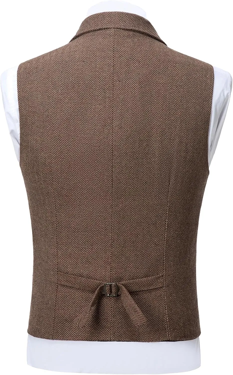 Tuikayoo Men's Tweed Suit Vintage Vest Herringbone Wool Prom Waistcoat Groomsmen