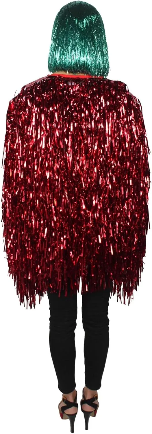 Unisex Thick Metallic Tinsel Foil Jacket - Extra Dense Shiny Glitter Costumes | Loose Fit Festival Rave Outfits