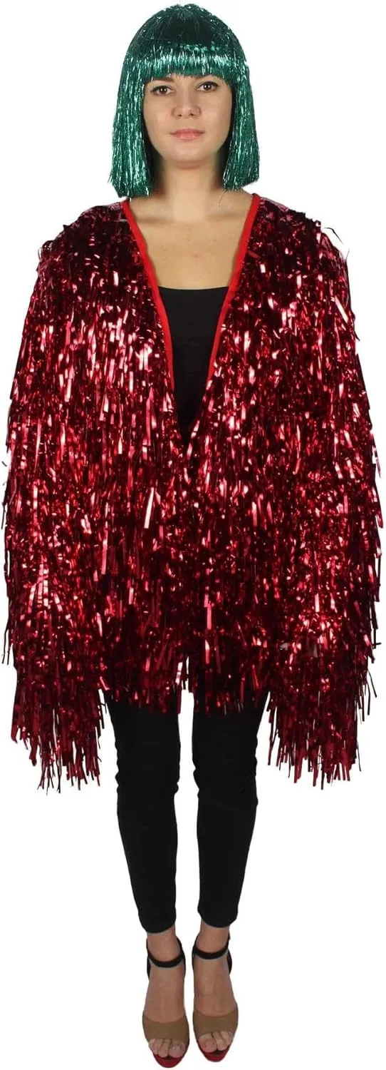 Unisex Thick Metallic Tinsel Foil Jacket - Extra Dense Shiny Glitter Costumes | Loose Fit Festival Rave Outfits
