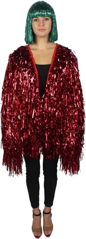 Unisex Thick Metallic Tinsel Foil Jacket - Extra Dense Shiny Glitter Costumes | Loose Fit Festival Rave Outfits