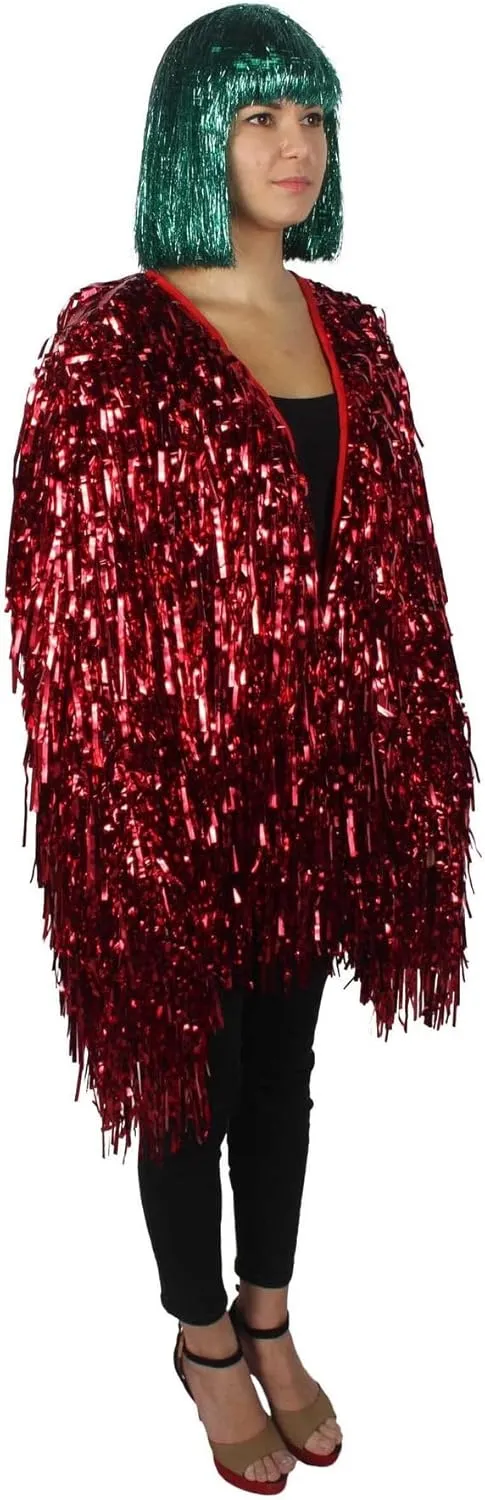 Unisex Thick Metallic Tinsel Foil Jacket - Extra Dense Shiny Glitter Costumes | Loose Fit Festival Rave Outfits