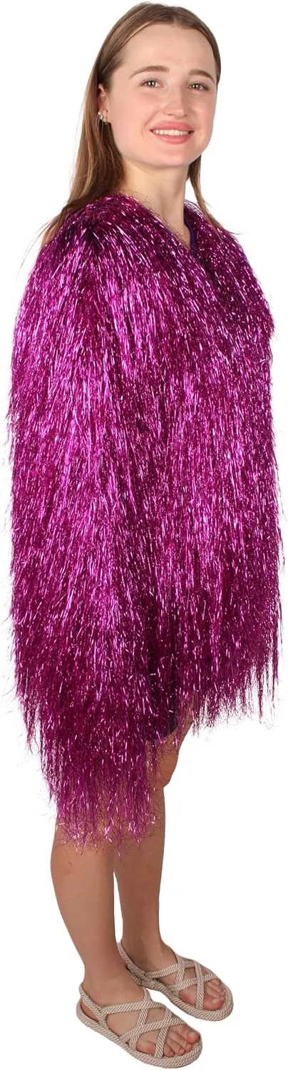 Unisex Thin Metallic Tinsel Foil Jacket - Extra Dense Shiny Glitter Costumes | Loose Fit Festival Fun Rave Dress