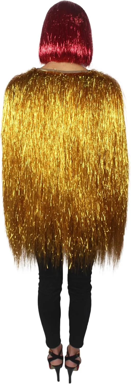 Unisex Thin Metallic Tinsel Foil Jacket - Extra Dense Shiny Glitter Costumes | Loose Fit Festival Fun Rave Dress
