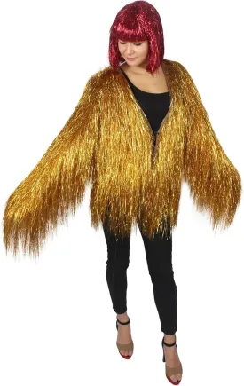 Unisex Thin Metallic Tinsel Foil Jacket - Extra Dense Shiny Glitter Costumes | Loose Fit Festival Fun Rave Dress