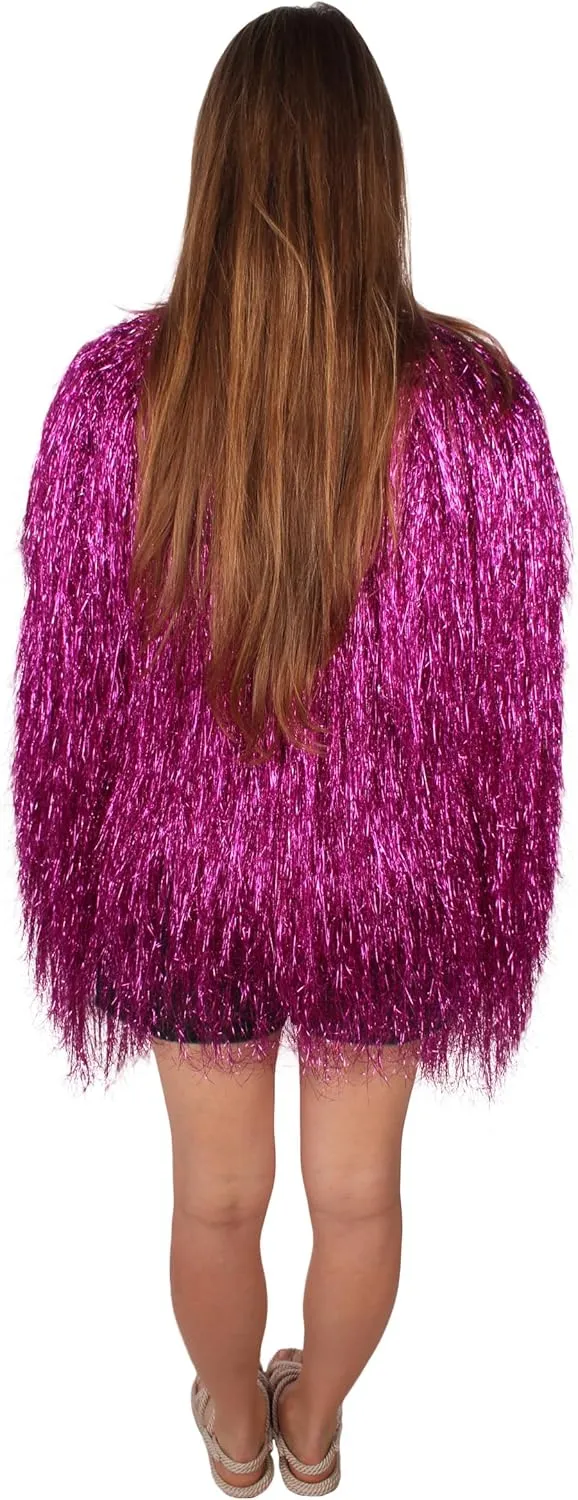 Unisex Thin Metallic Tinsel Foil Jacket - Extra Dense Shiny Glitter Costumes | Loose Fit Festival Fun Rave Dress