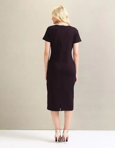 U.S. POLO ASSN. women's Polyester Sheath Midi Casual Dress (UWSS24DRS110_Wine