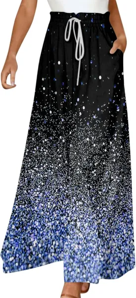 Wide Leg Pants Woman Summer 2025 Flowy High Waisted Trousers Baggy Drawstring Beach Pant with Pockets