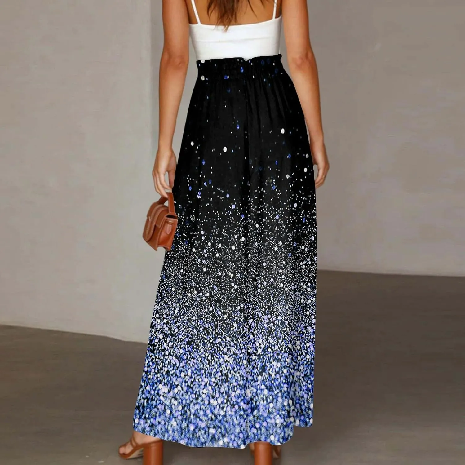 Wide Leg Pants Woman Summer 2025 Flowy High Waisted Trousers Baggy Drawstring Beach Pant with Pockets