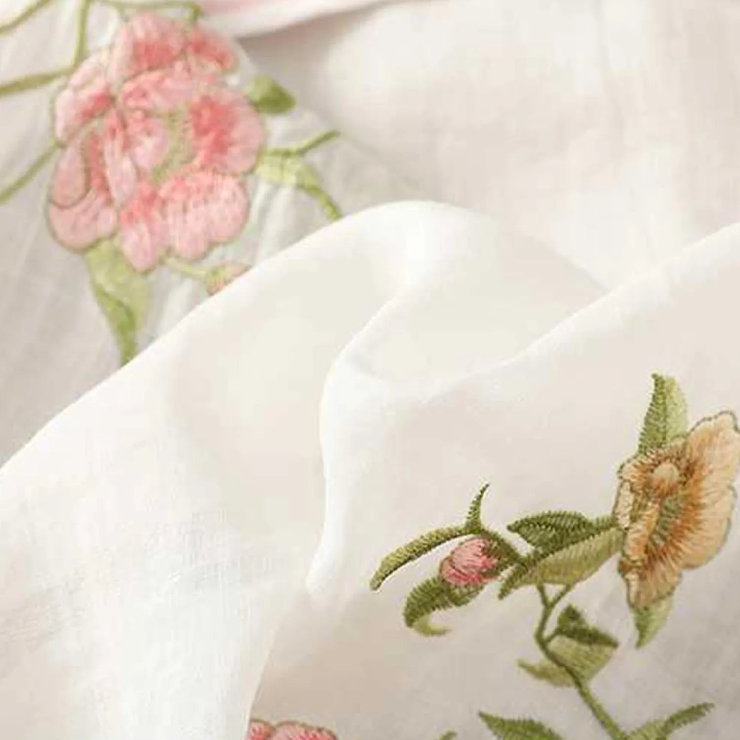 Women Cotton Linen Shirt Summer Floral Embroidered Blouse Retro Chinese Frog Button Traditional Mandarin Collar Tops