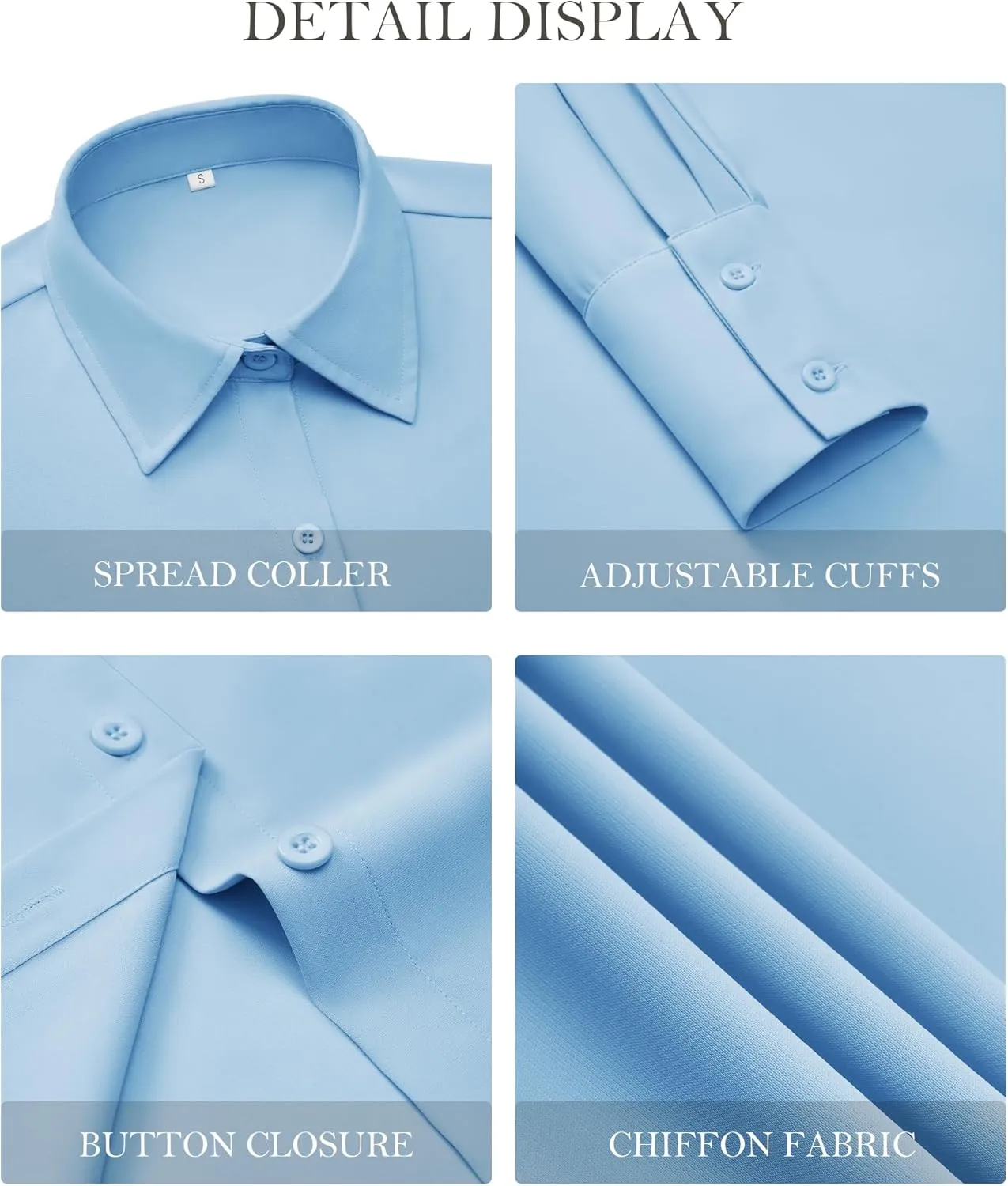 Womens Button Down Shirts Dress Shirt Dressy Casual Striped Blouse Long Sleeve Work Office Business Chiffon Top