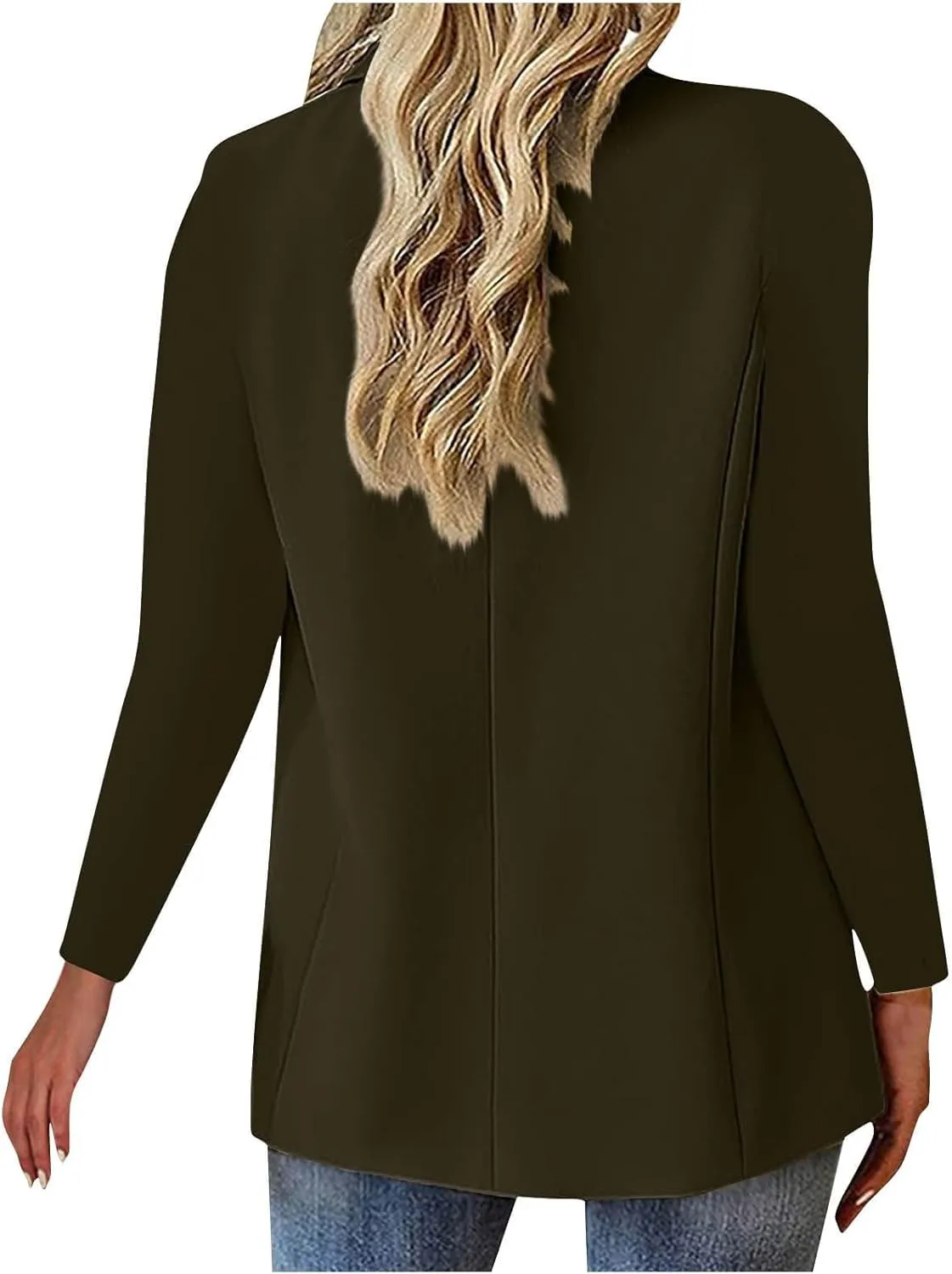 Womens Casual Blazers Business Casual Dressy Long Sleeve Single Button Open Front Jacket Lightweight Blazer Work Coat
