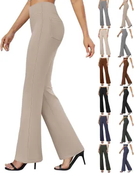 Womens Dress Pants High Wasited Bootcut Office Work Pants Soft Stretchy Trouser Style Yoga Pants with Pockets Slacks