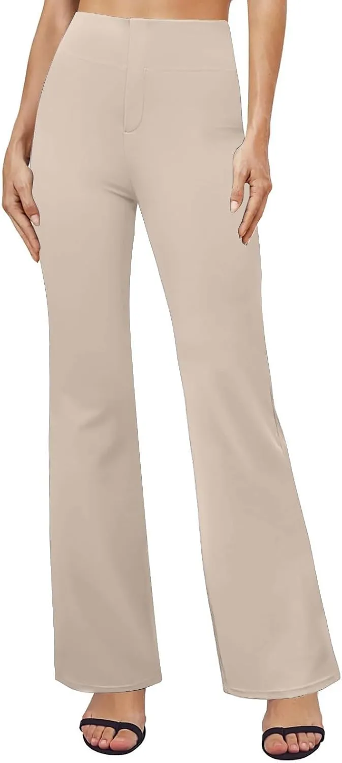 Womens Dress Pants High Wasited Bootcut Office Work Pants Soft Stretchy Trouser Style Yoga Pants with Pockets Slacks