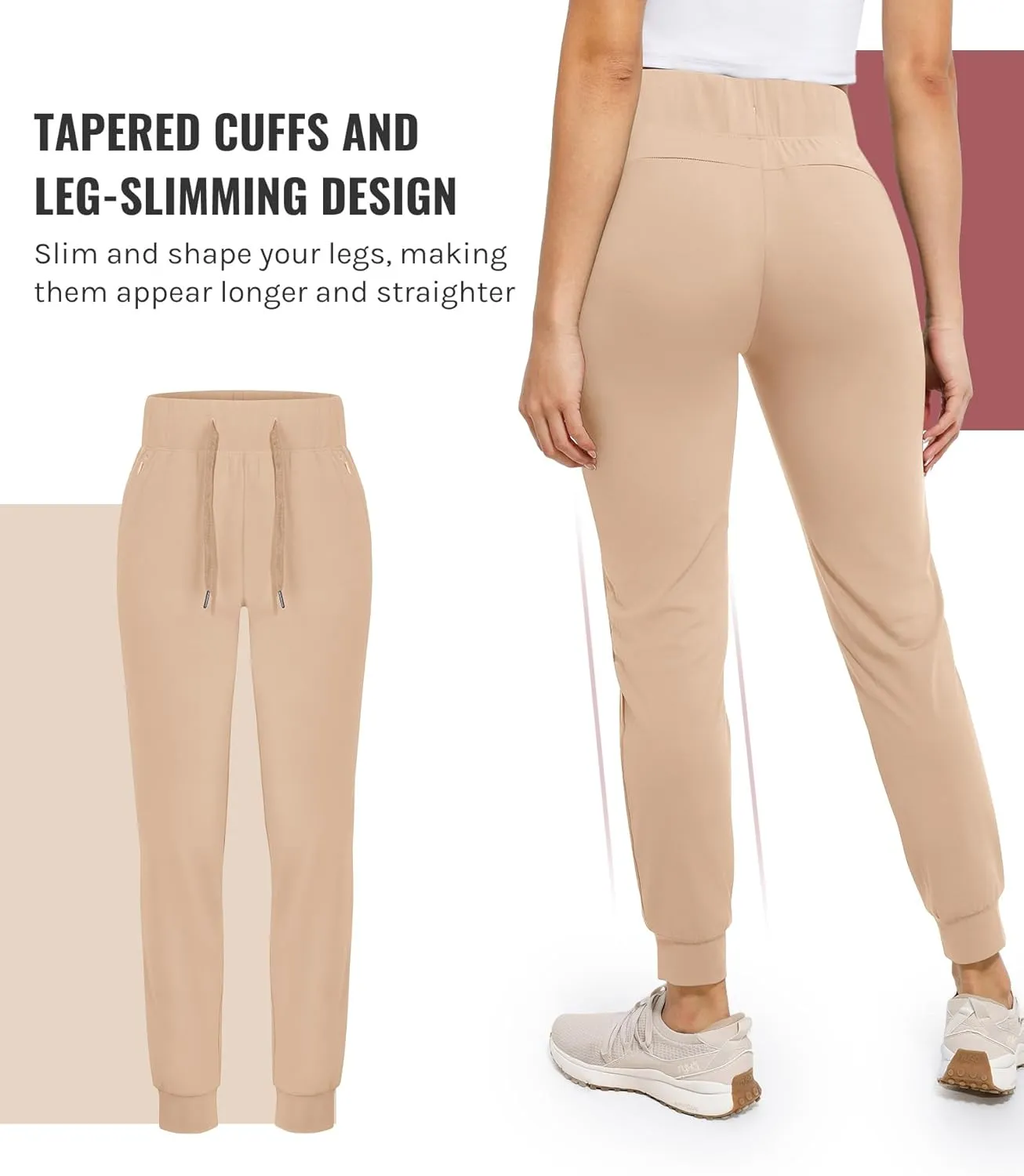 Womens Joggers with Pockets Ultra Soft Tapered Leg Joggers for Workouts and Running