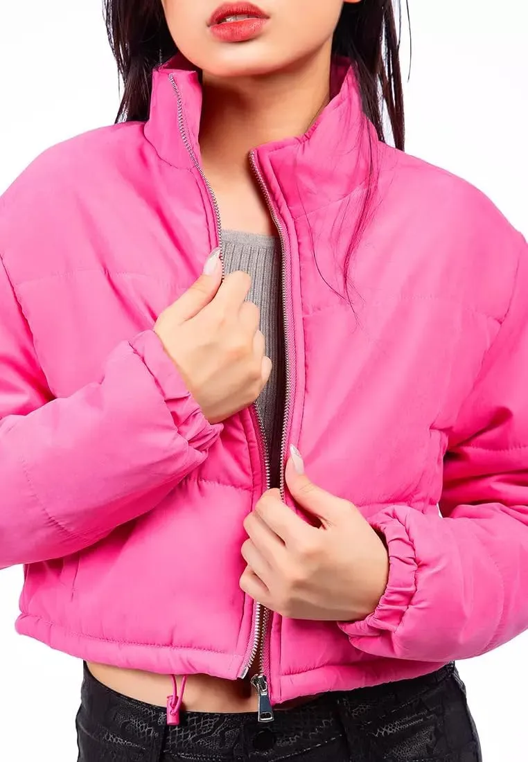 Women's Lightweight Quilted Jackets Puffer Mock Neck Zip Up Jackets Casual Padded Crop Outdoor Coat
