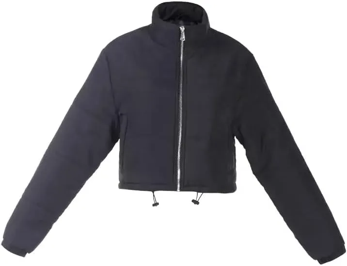 Women's Lightweight Quilted Jackets Puffer Mock Neck Zip Up Jackets Casual Padded Crop Outdoor Coat