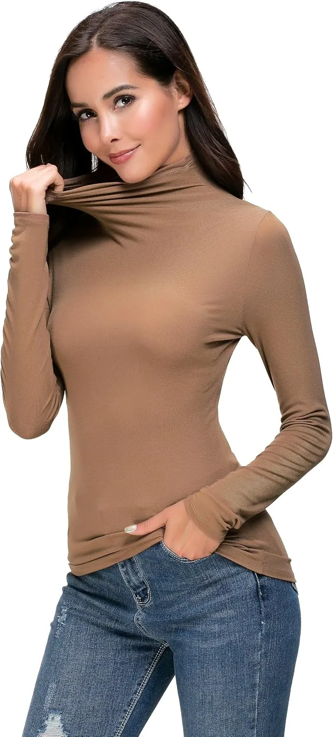 Womens Mock Turtleneck Long Sleeve Stretch Fitted Underscrubs Layer Tee Tops