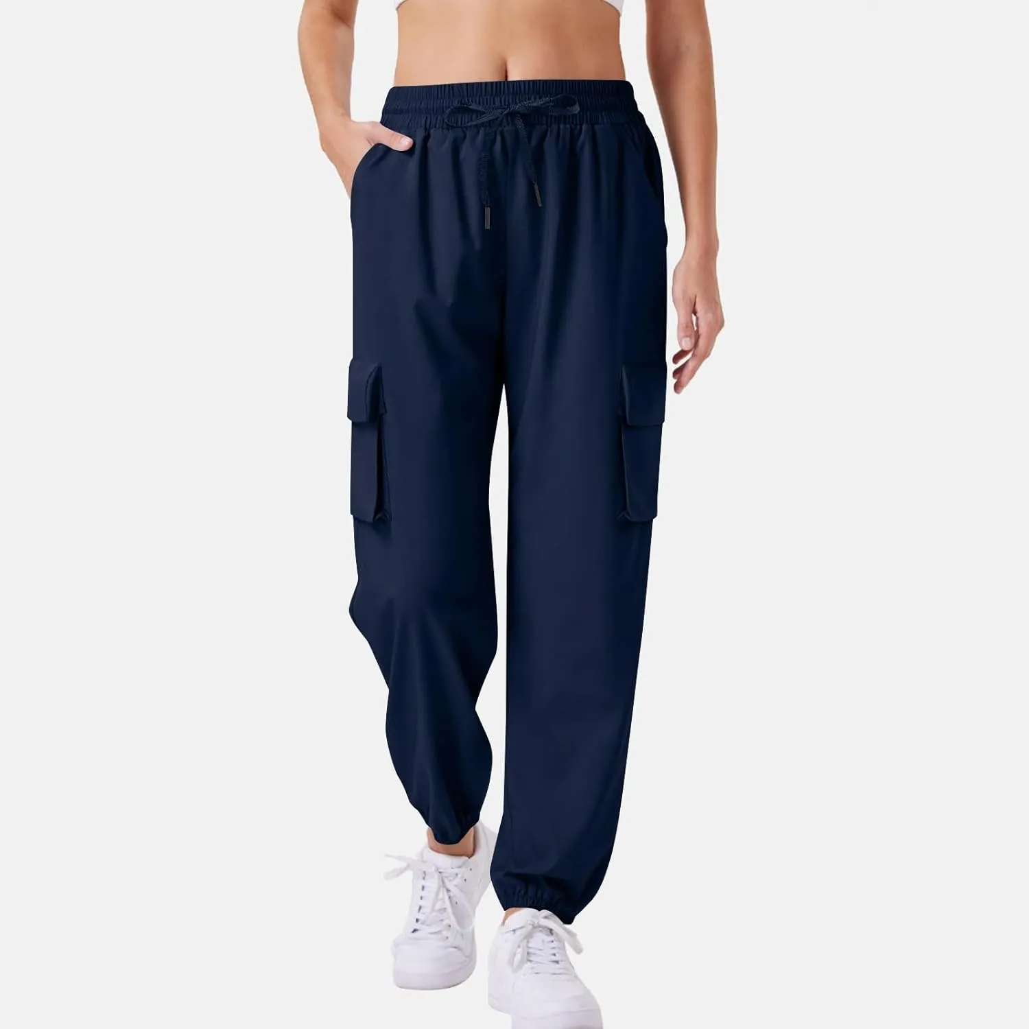 Womens Quick Dry Cargo Jogger Pants Drawstring Waist Light Hiking Travel Utility Trousers Summer Outdoor Active Pant
